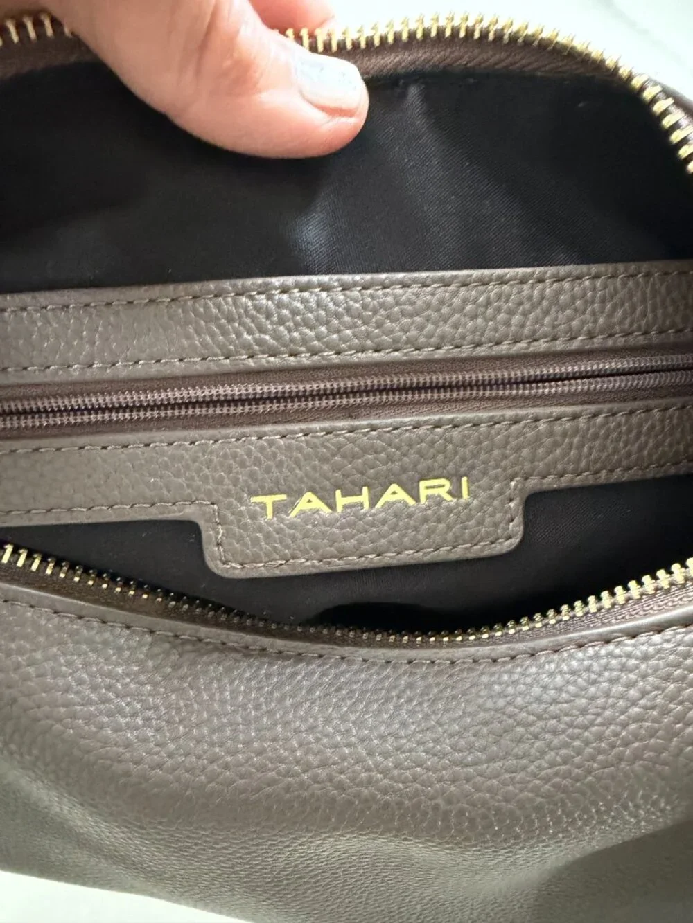 Tahari Bedford Slouchy Faux Leather Hobo Shoulder Bag with Side Zip Pocket